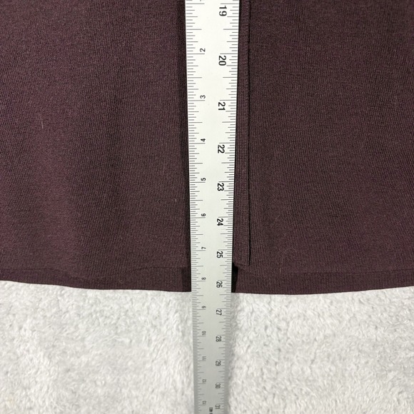 COS Waisted Wool V Neck Cardigan Size M Bordeaux Purple Red Balloon Sleeve Cinch - Picture 5 of 8